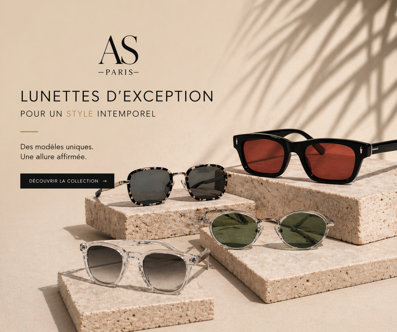 Trois paires de lunettes AS Paris sur leurs écrins